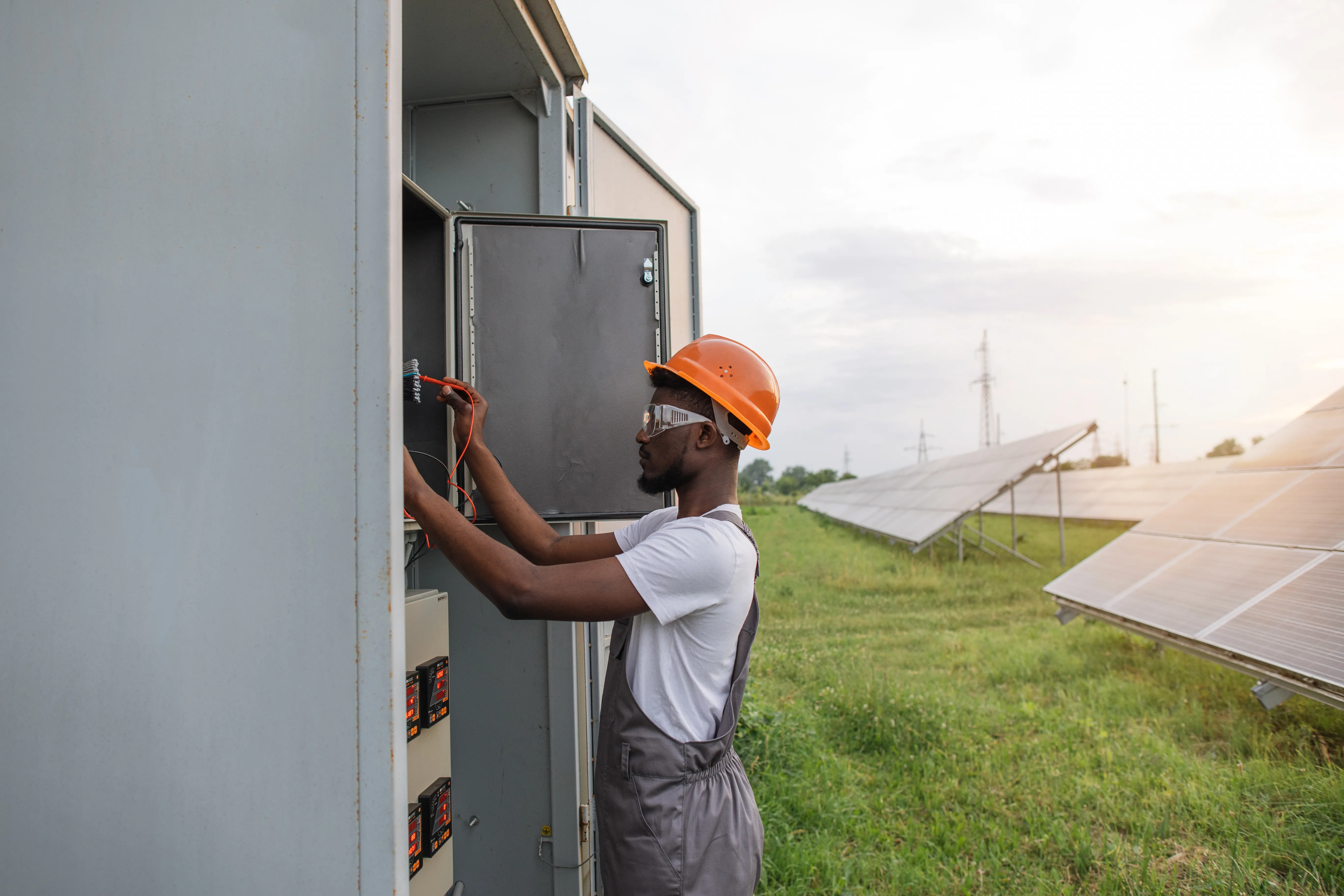 african electrician doing work on solar system